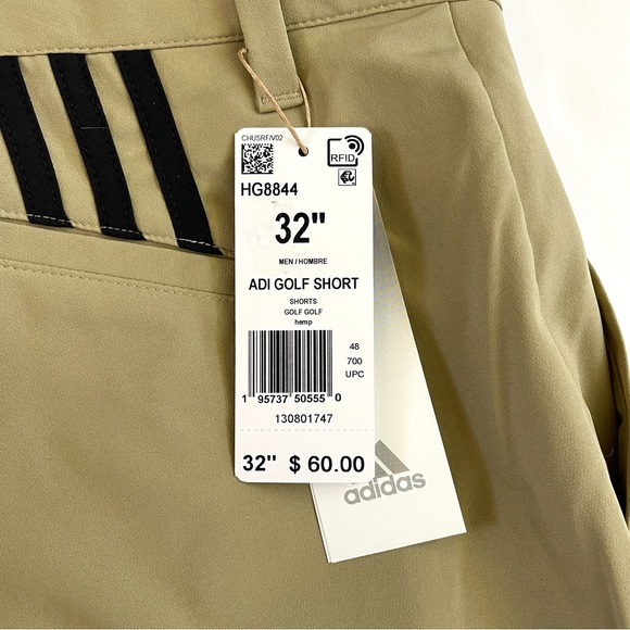 ADIDAS Adi Golf Shorts Men's SIZE 32 Hemp Three Stripes Logo HG8844 NWT - Picture 8 of 9